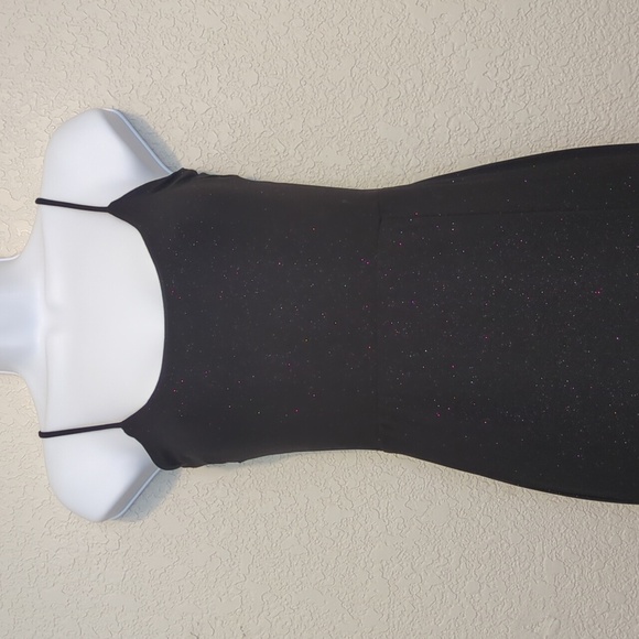 Windsor black glitter formal sleeveless maxi dress thigh high slit - Picture 10 of 10